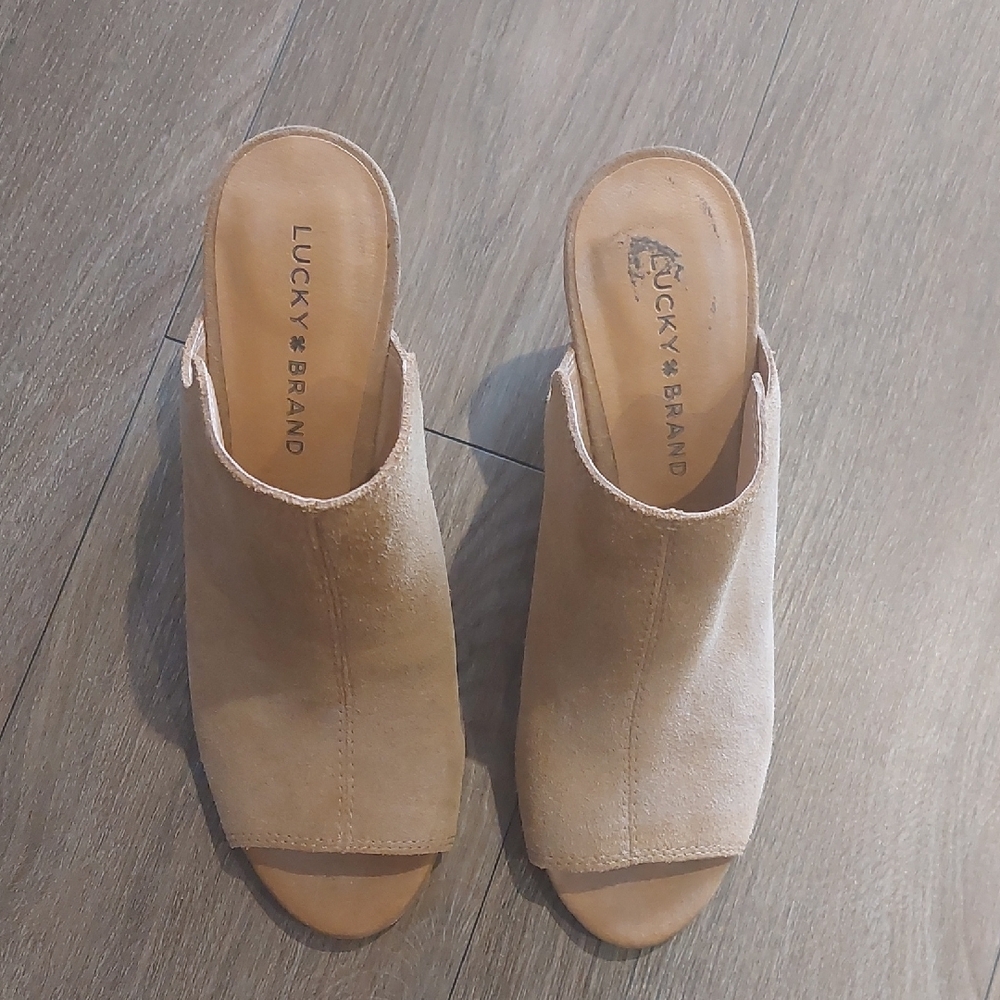 Lucky Brand Tan Mules with Wedge Heel - Picture 2 of 5